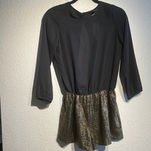 Aqua - black and gold romper